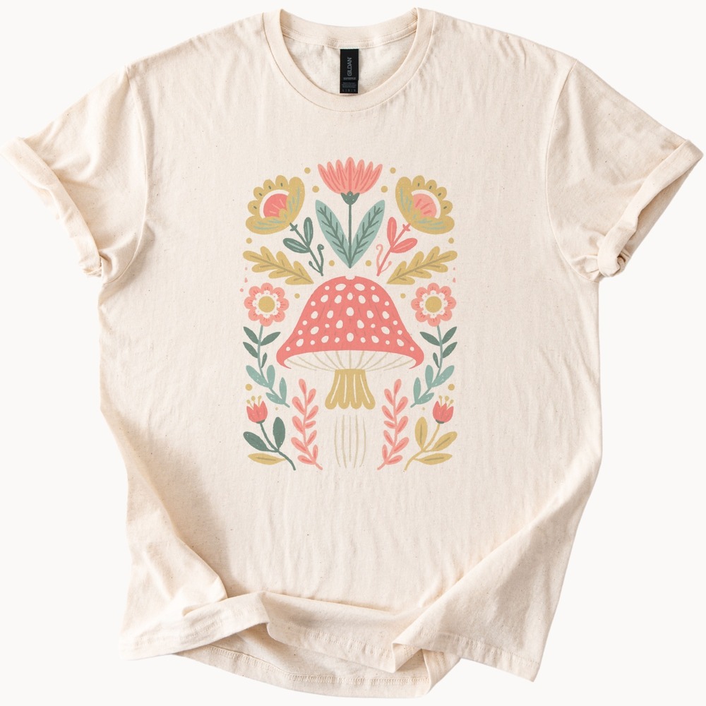 Cottagecore Mushroom Woodland Art Tee